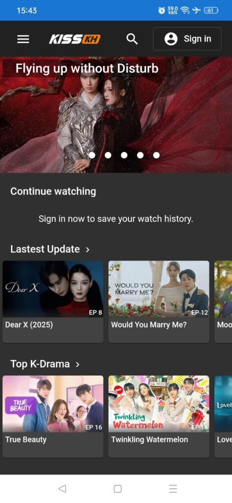 KissKH.co platform offering Asian dramas, Korean series, and Thai shows in HD